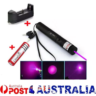 301 < 1MW Purple Light Laser Pointer Pen Visible Beam Lazer + Battery + Charger • $19.68